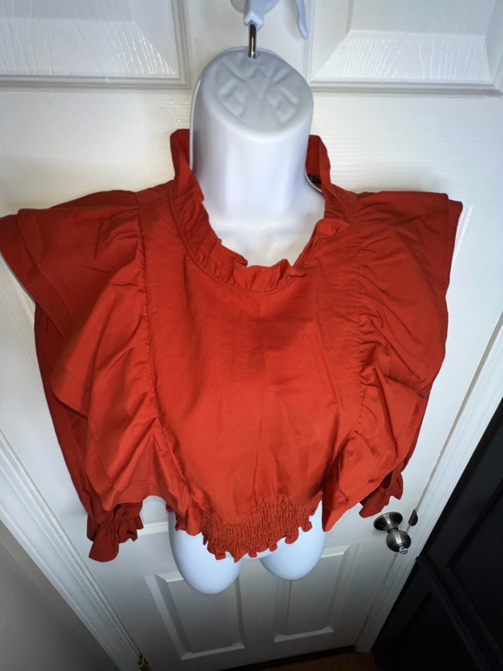 Zara Rust Red Ruffle Crop Top - Picture 3 of 15